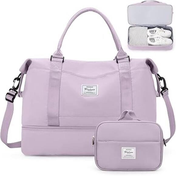 Weekender Bags for Women,Personal Item Travel Bag with Shoes Compartment - Picture 7 of 7